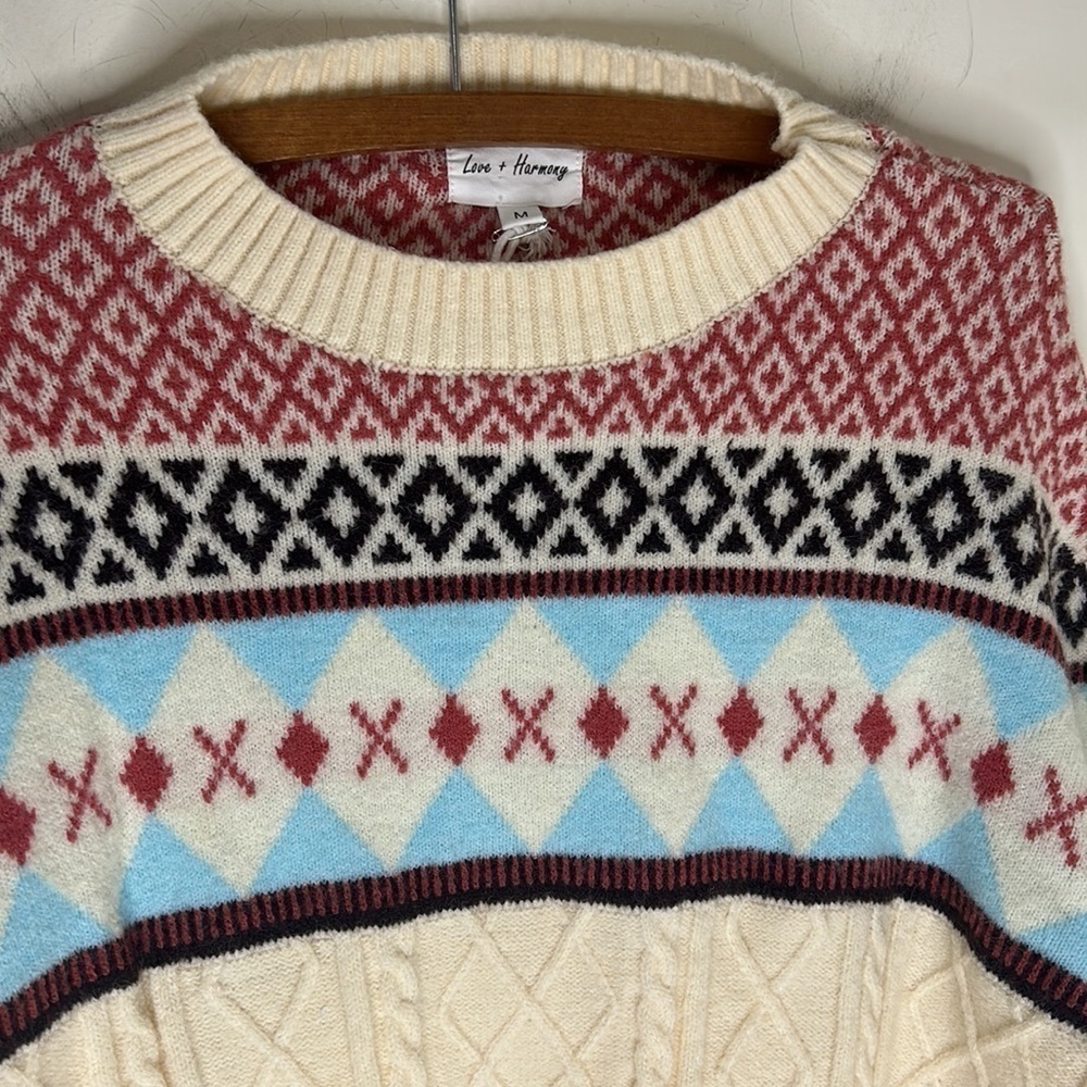 NWOT LOVE + HARMONY Fair Isle Cozy Cardigan Size Medium - Picture 3 of 14